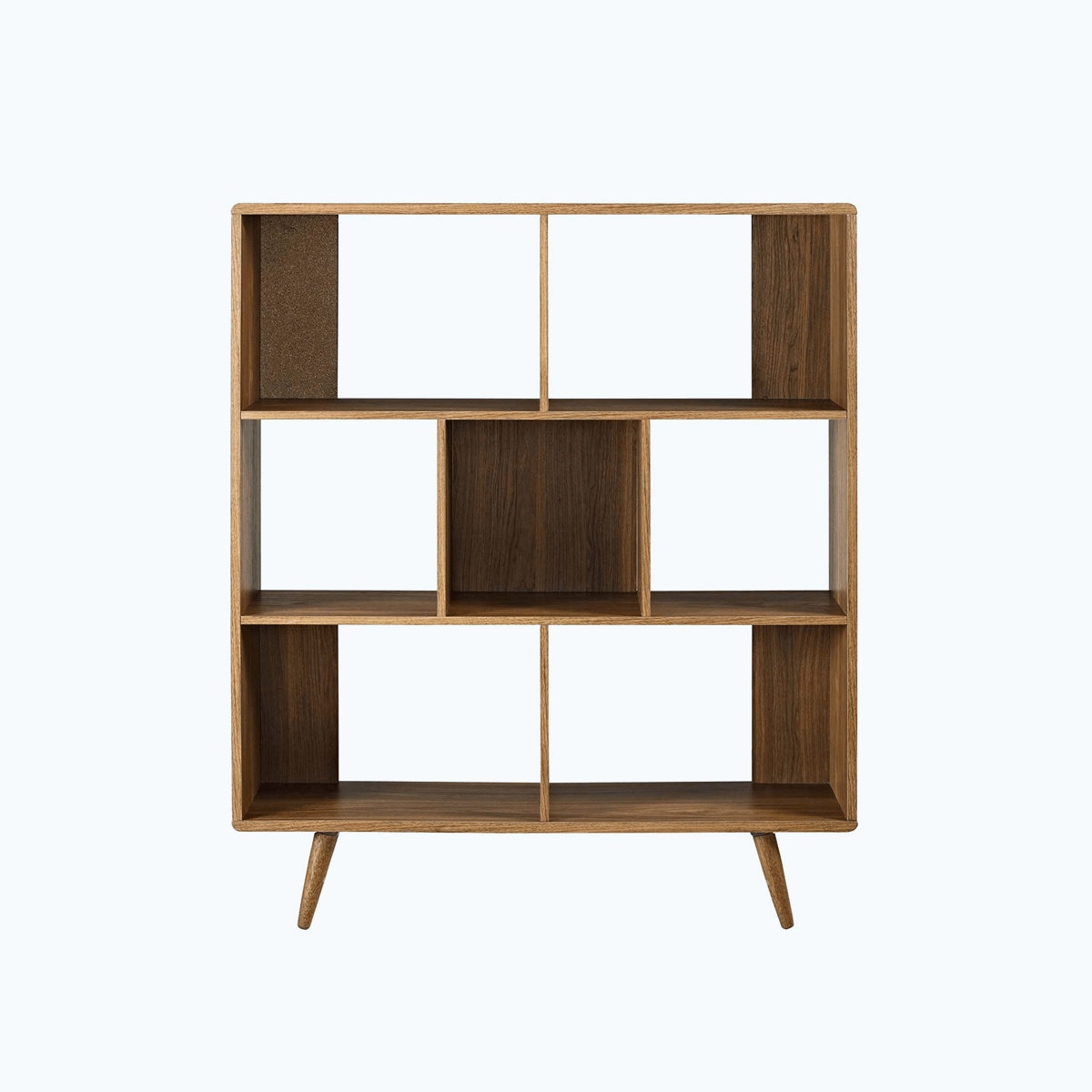 Offset Wood Bookcase Walnut Mid Century Modern Decor Midmod